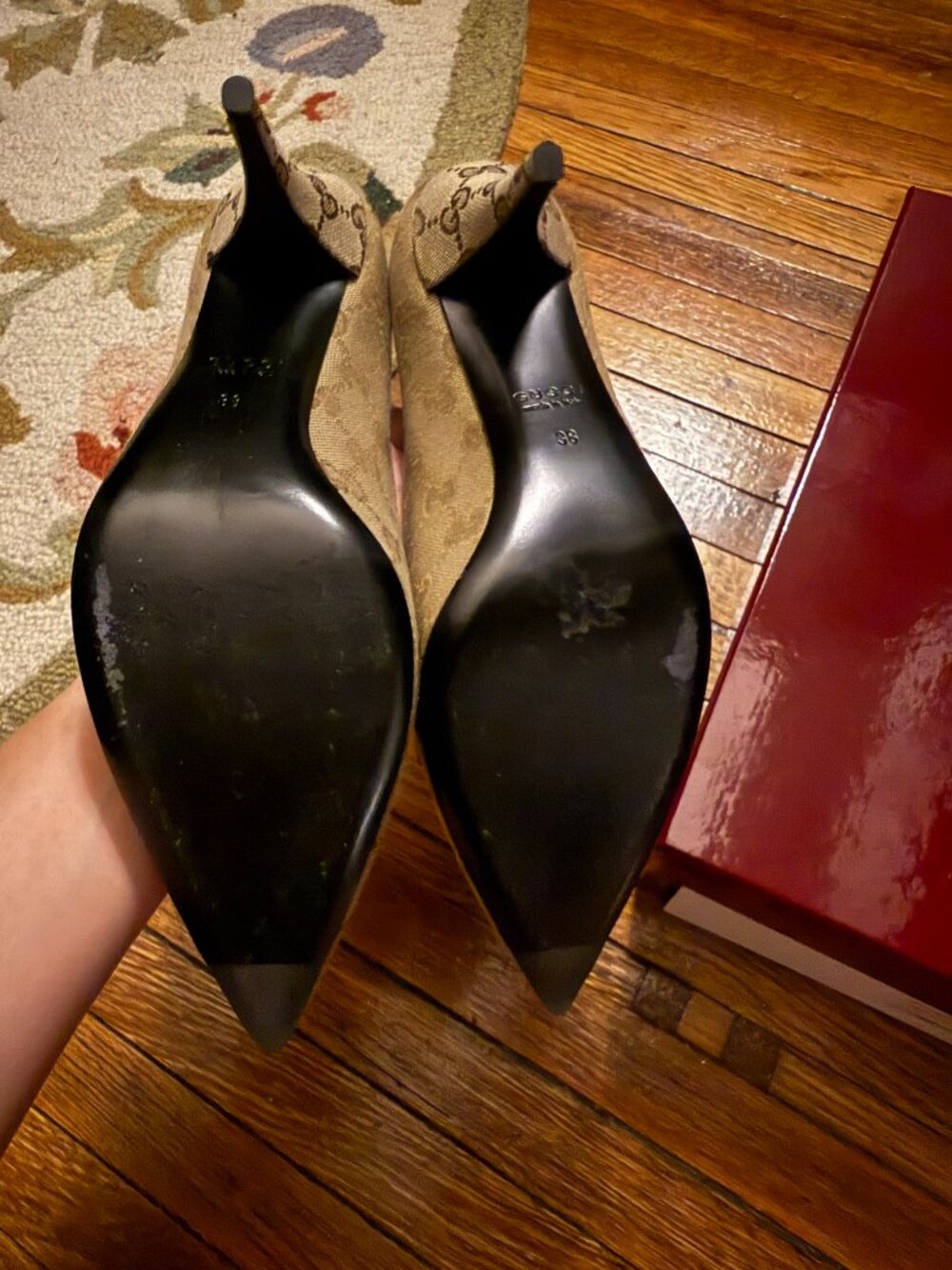 Gucci Erin 85MM Horsebit GG Canvas Pumps - Picture 10 of 14